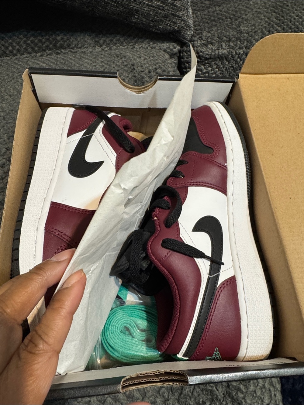 Nike Air Jordan 1 Low Maroon Black White Sneakers